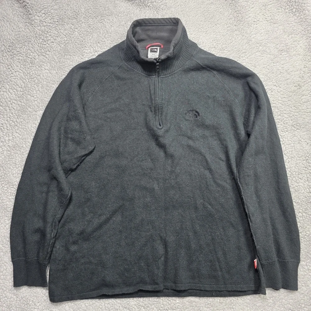 The North Face Sweater Mens Size‎ XLARGE Black 1/4 Zip Mock Neck Wool Blend
